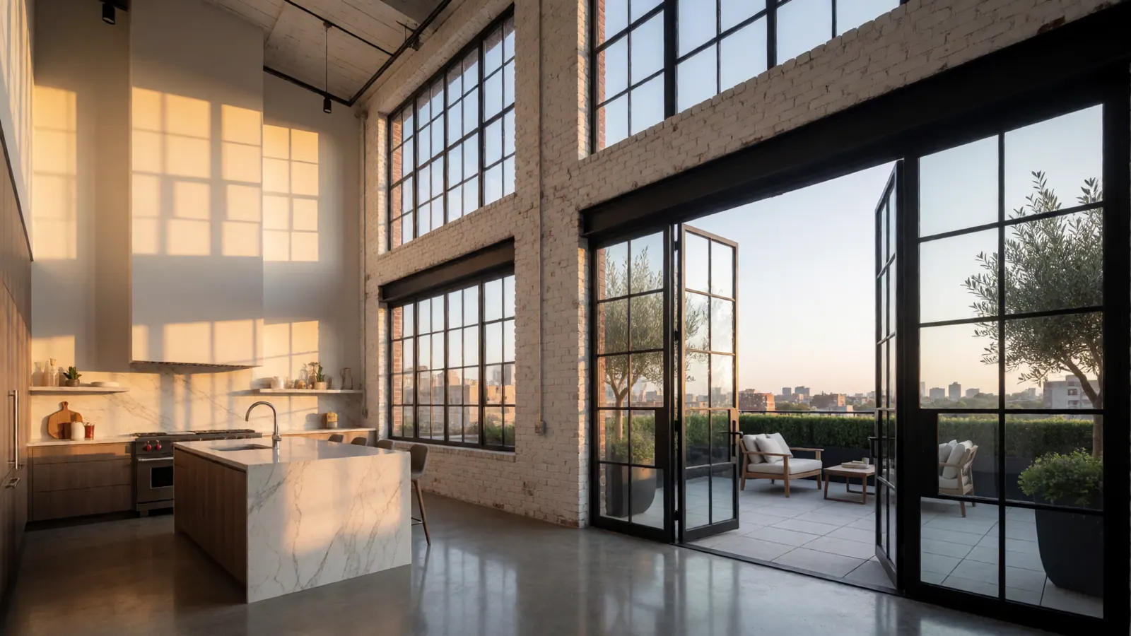Penthouse loft with private roof terrace for sale on 55th Street, Woodside NY